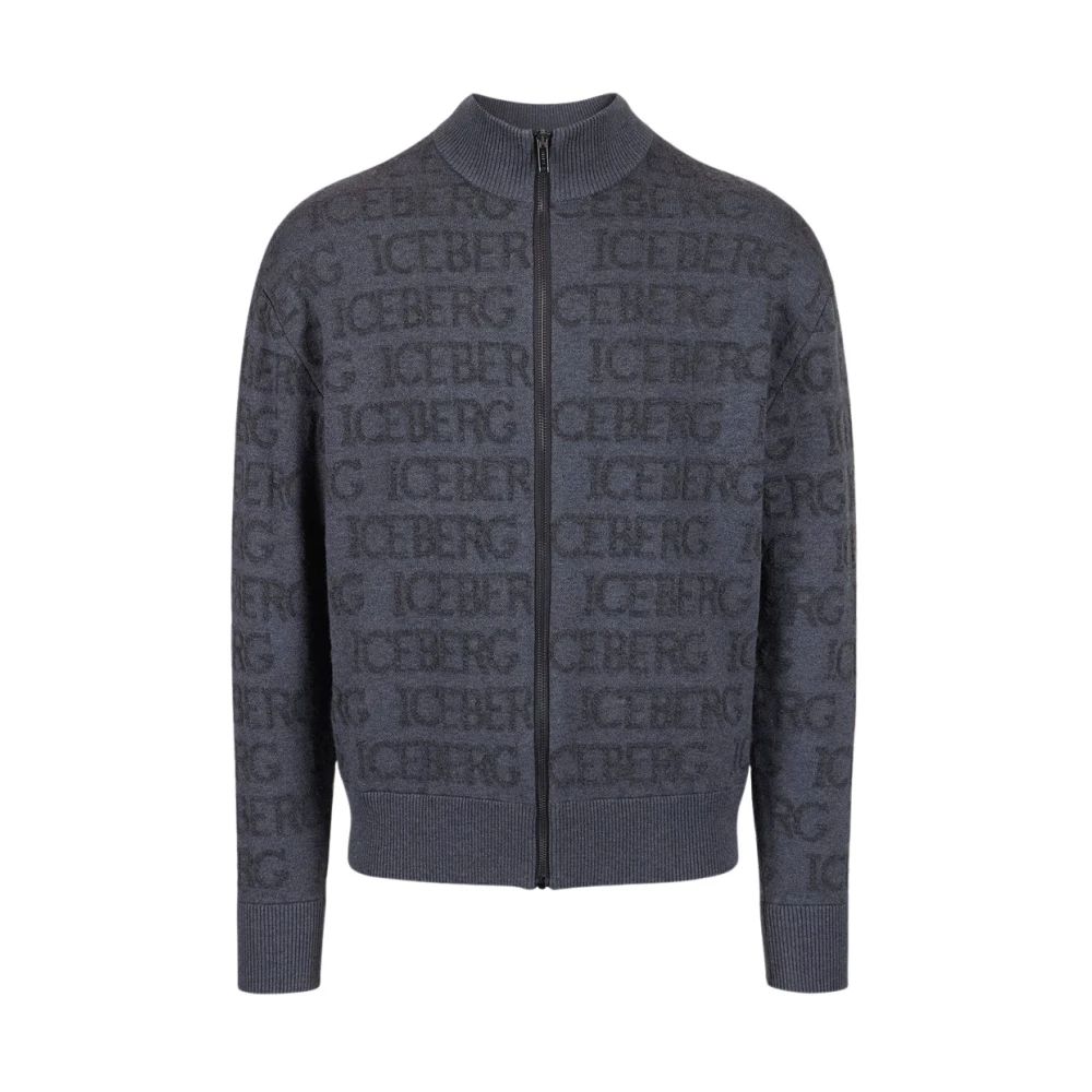 Iceberg Jacquard gebreide bomberjack Gray Heren