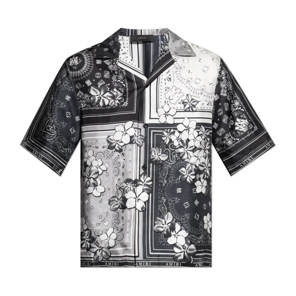 Amiri Bloemen Bandana Bowling Shirt Zwart Black Heren