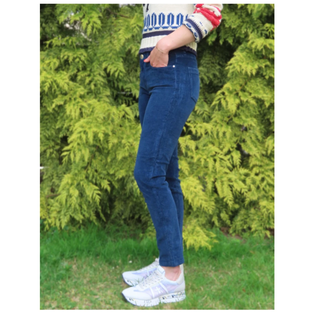Islow Corduroy Slim 7 8 Broek Blue Dames