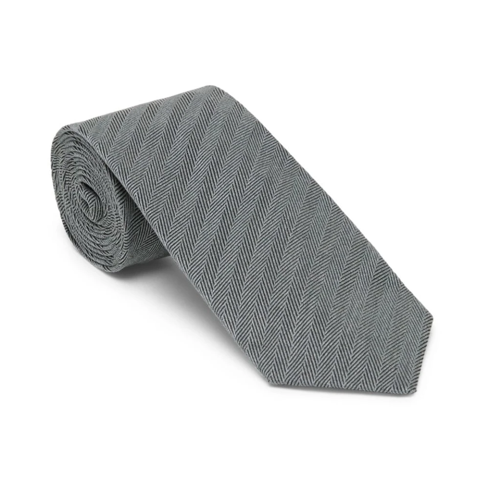 BRUNELLO CUCINELLI Zijden Chevron Stropdassen Gray Heren
