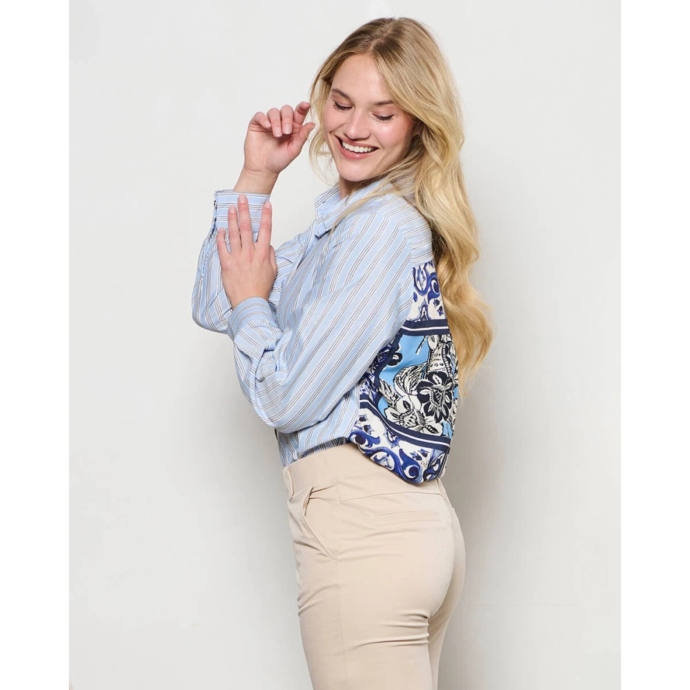 &Co Woman Oversized Hemd mit V-Ausschnitt Blue Dames