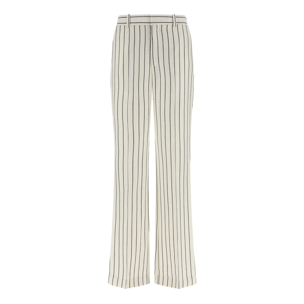 Balmain Women's White Straight-Leg Pinstripe Trousers