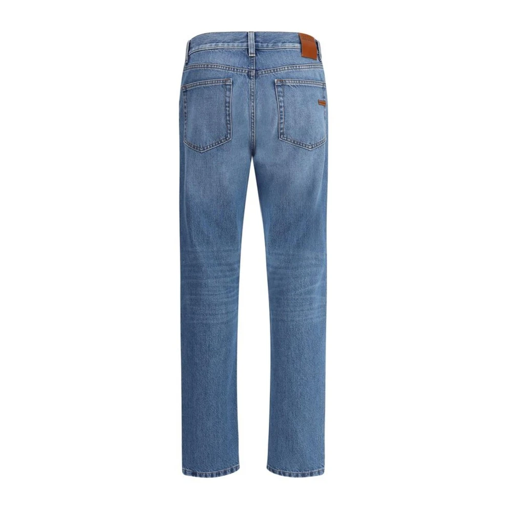 Ermenegildo Zegna High-Waisted leren logobroek Blue Heren