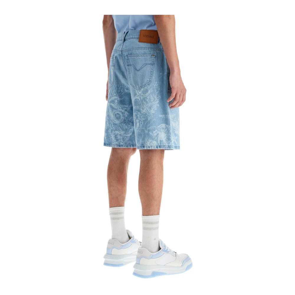 Versace Barocco Sea Denim Bermuda Shorts Blue Heren