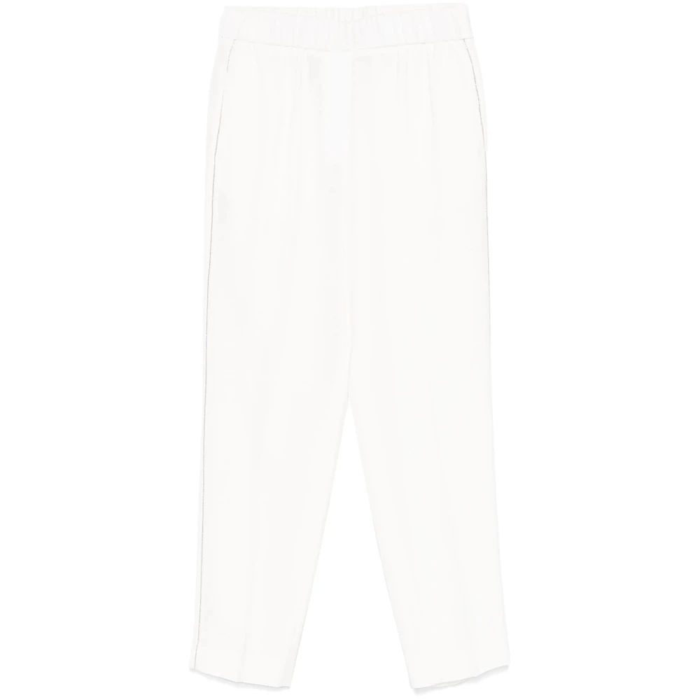 PESERICO Witte elastische tailleband broek White Dames