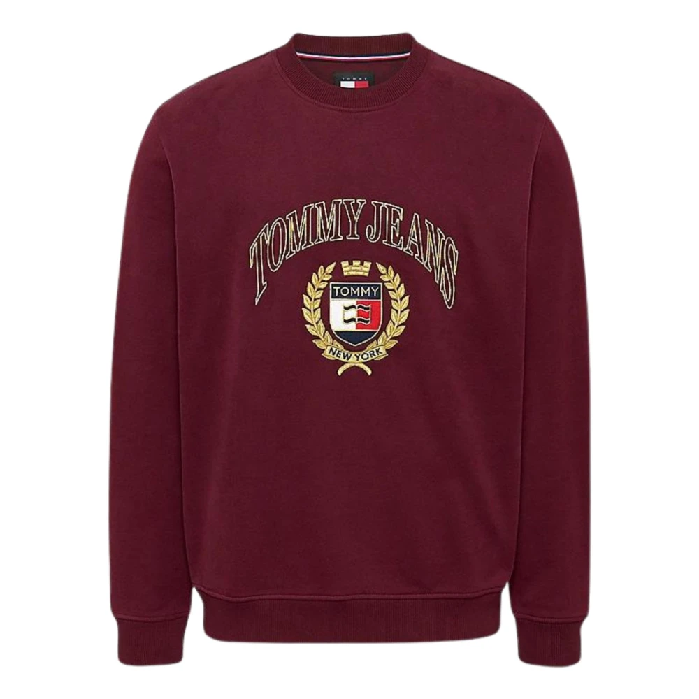 Tommy Hilfiger Bordeaux Katoenen Sweater Iconisch Embleem Red Heren