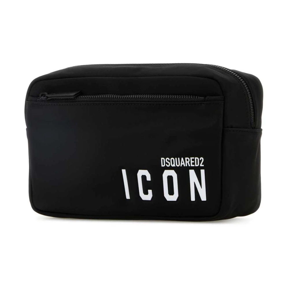 Dsquared2 Iconische Zwarte Nylon Beauty Case Black Heren