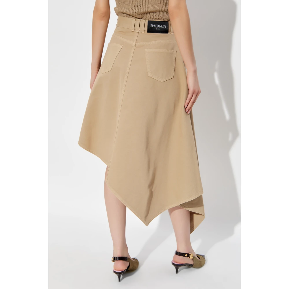 Balmain Asymmetrische Rok Beige Dames
