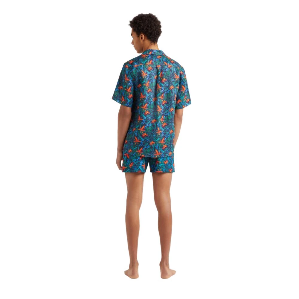 Vilebrequin Tropische bloemen linnen bowling shirt voor heren Multicolor Heren