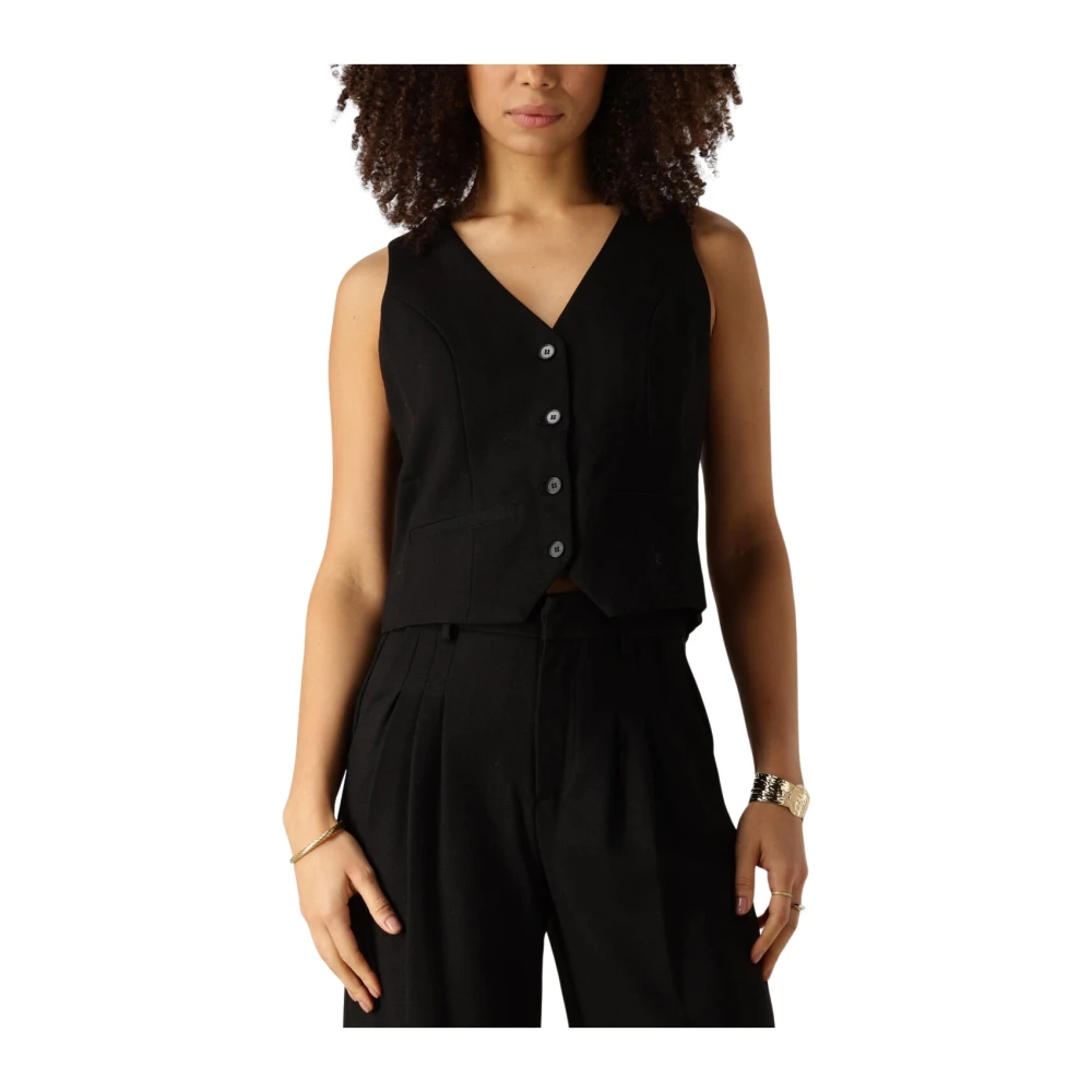 Notre-v Elegante Zwarte Gilet voor Vrouwen Black Dames