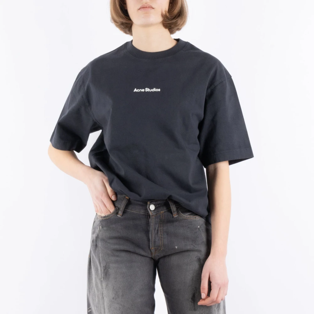 Acne Studios Zwart Katoenen T-Shirt Cl0274 Black Dames