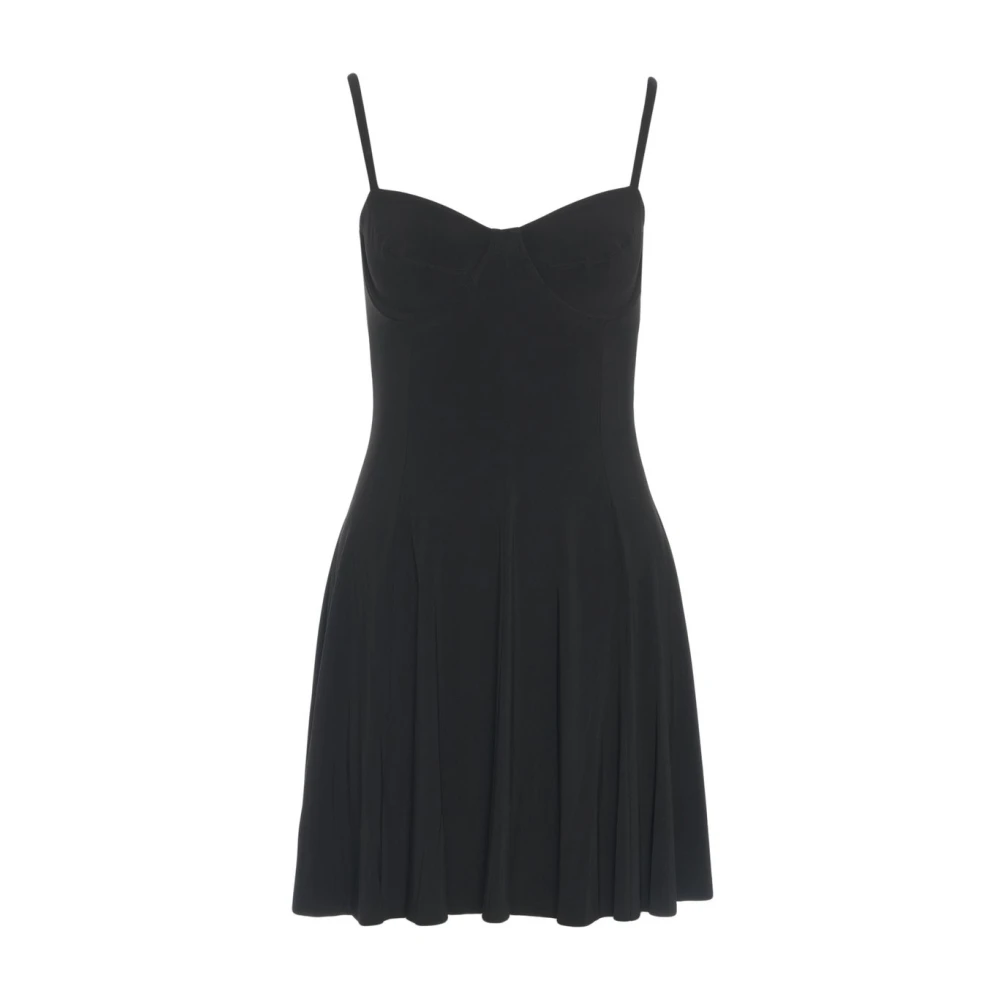 Norma Kamali Zwarte Mini Jurk met Sweetheart Halslijn Black Dames