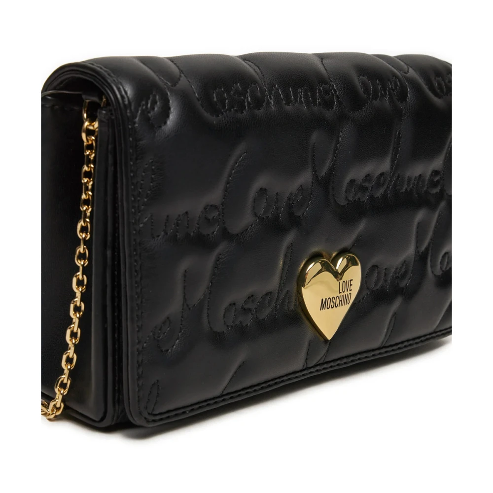 Love Moschino Zwarte schoudertas met gouden details Black Dames