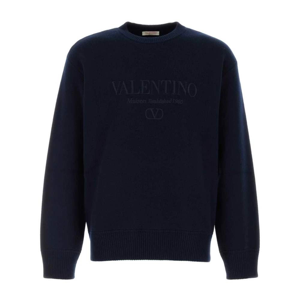 Valentino Garavani Men's Blue Maglia - Round-Neck Knitwear - L - Knitwear