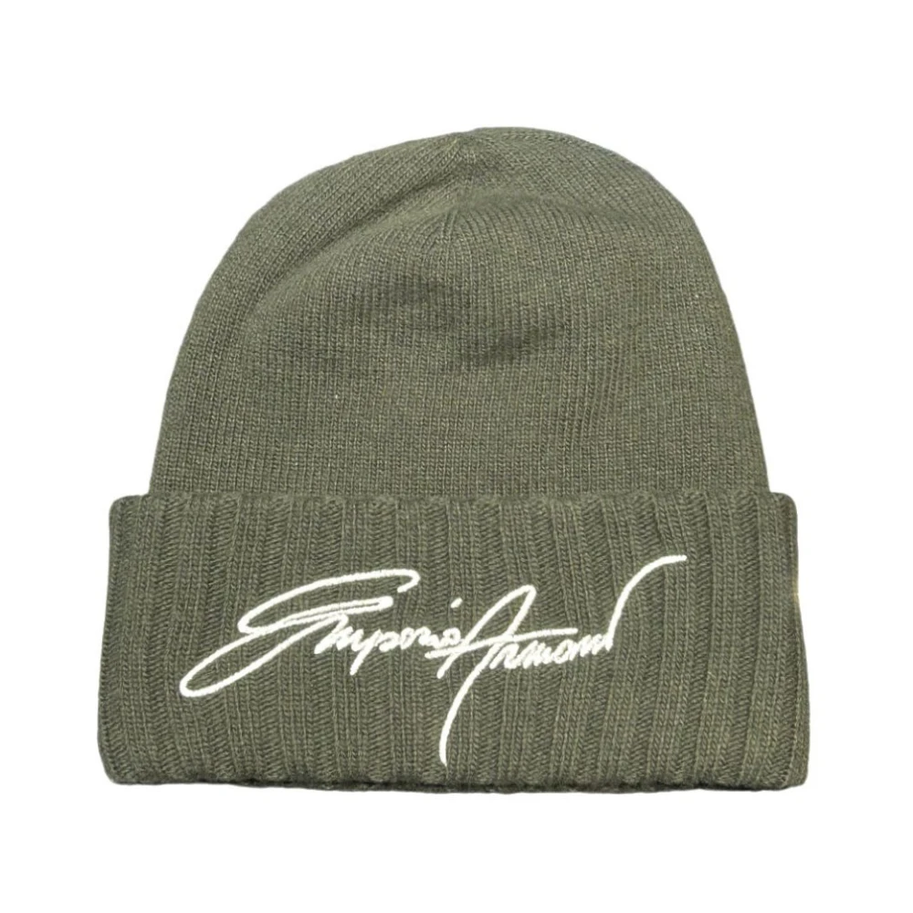 Emporio Armani Groene Wol Logo Tekst Trui Green Heren