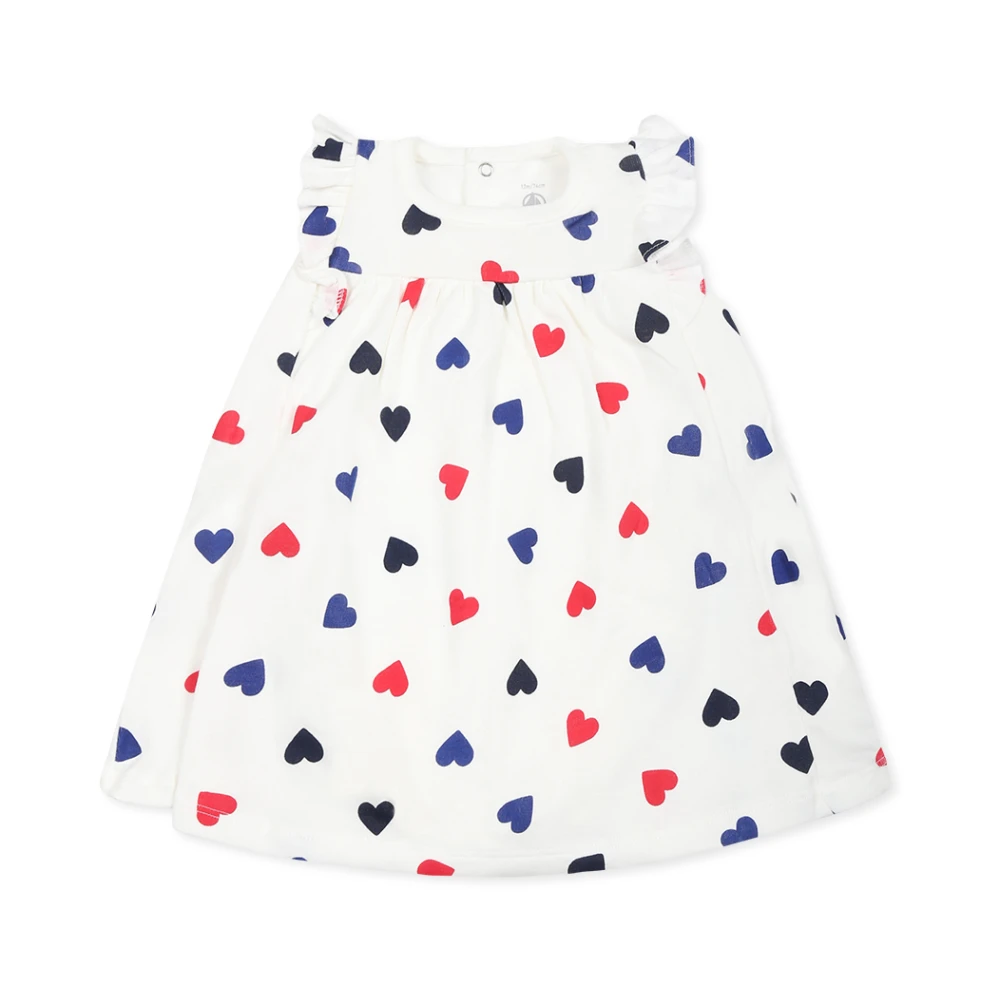 Petit Bateau Hjärtdekorerad vit bomullsklänning Multicolor, Unisex