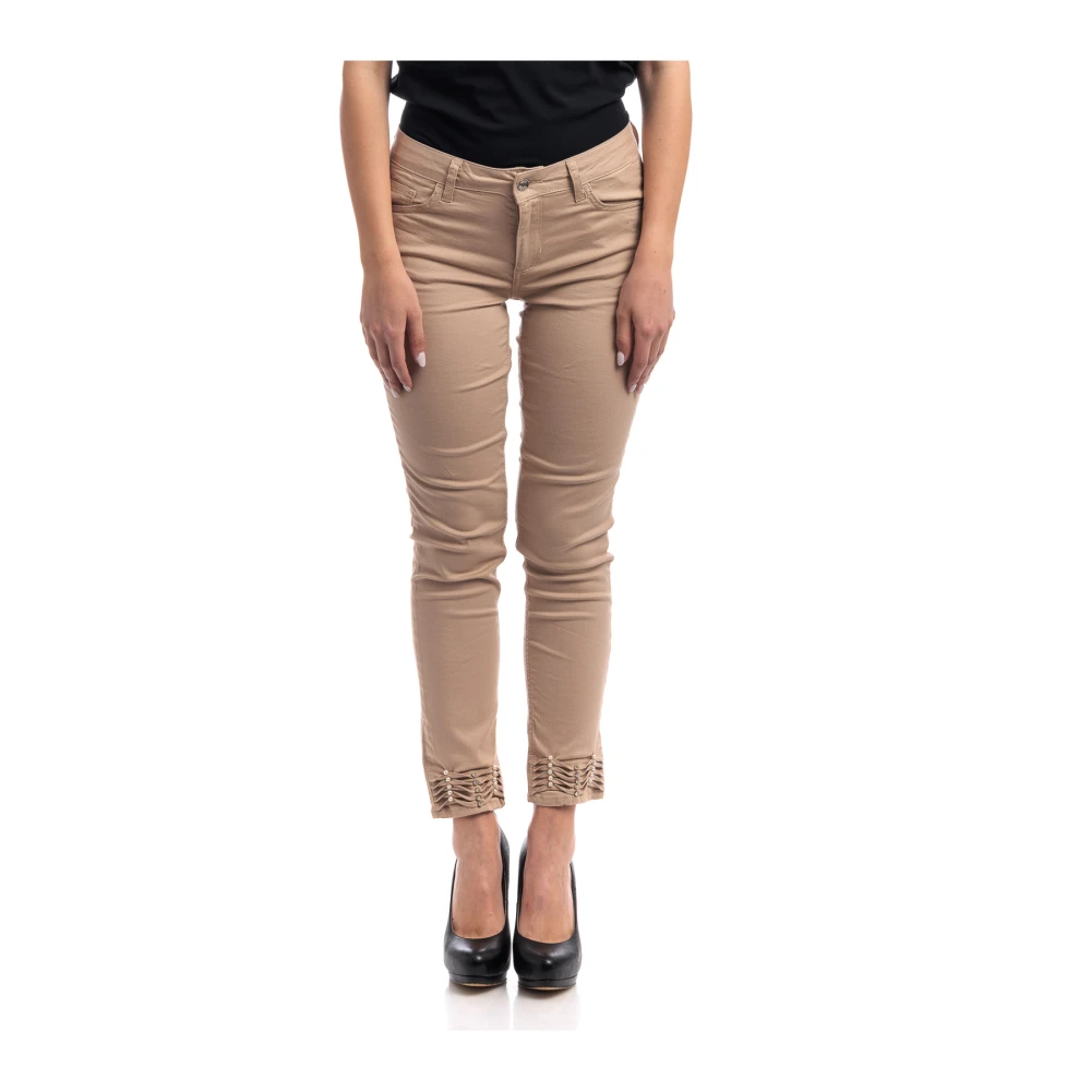 Liu Jo Vrouw Beige Broeken Dames, W27, Katoen, Ideale Regular Fit Skinny Broek