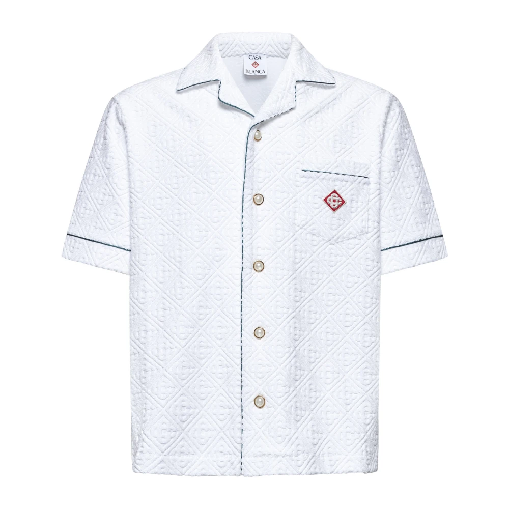 Casablanca Witte Cubaanse kraag shirt met rood logo White Heren