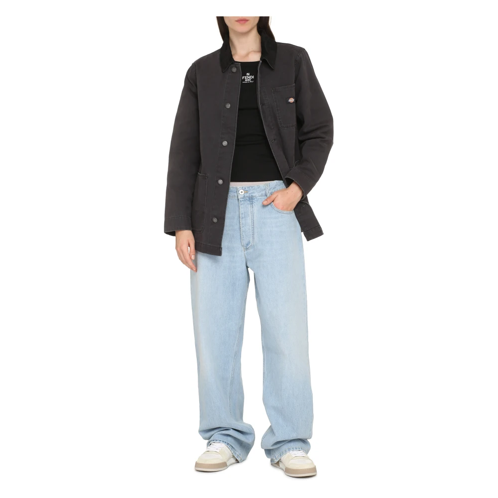 Dickies Katoenen jas met geribbelde kraag Black Dames