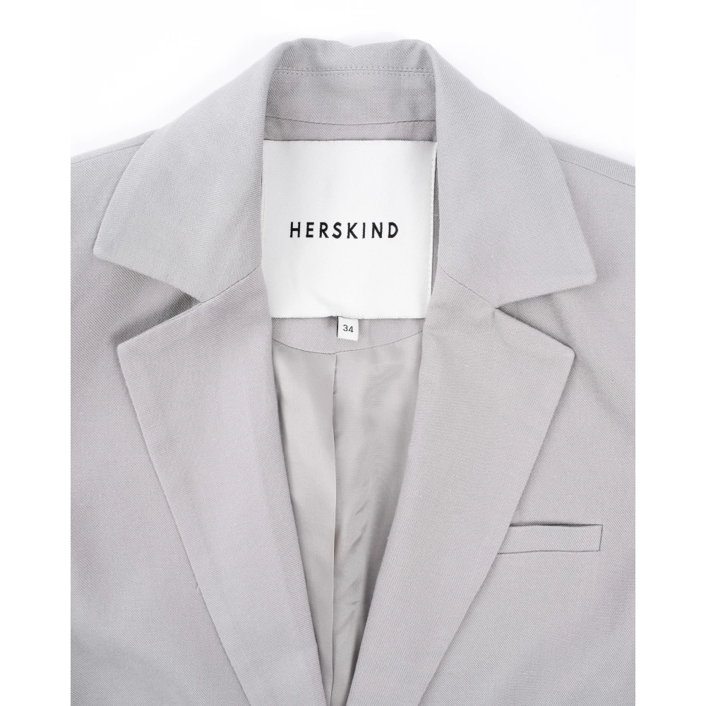 Birgitte Herskind Lichtgrijze Lange Blazer met Zakken Gray Dames