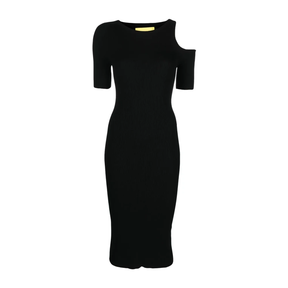 Aeron Black Ribbed Cut-Out Midi Dress - Female - Midi Dresses - M - Dresses