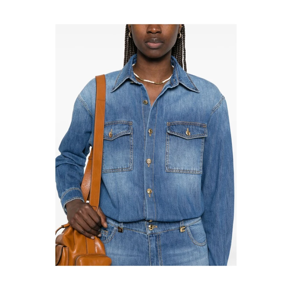 Elisabetta Franchi Indigo Blauwe Jumpsuit met Zakken Blue Dames