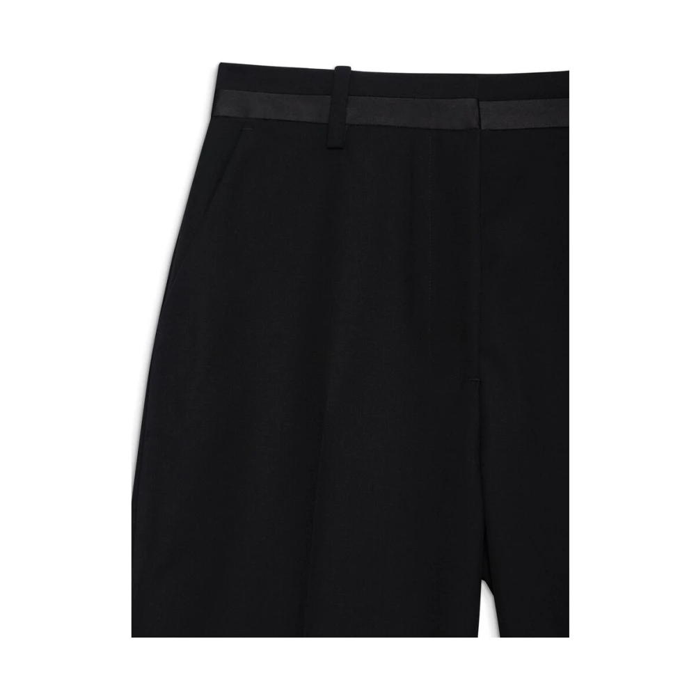 Anine Bing Zwarte wollen cropped broek met zakken Black Dames