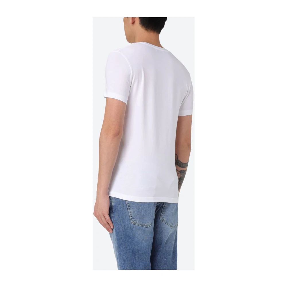 Dondup Stretch Katoenen Jersey T-shirt met Borstlogo White Heren