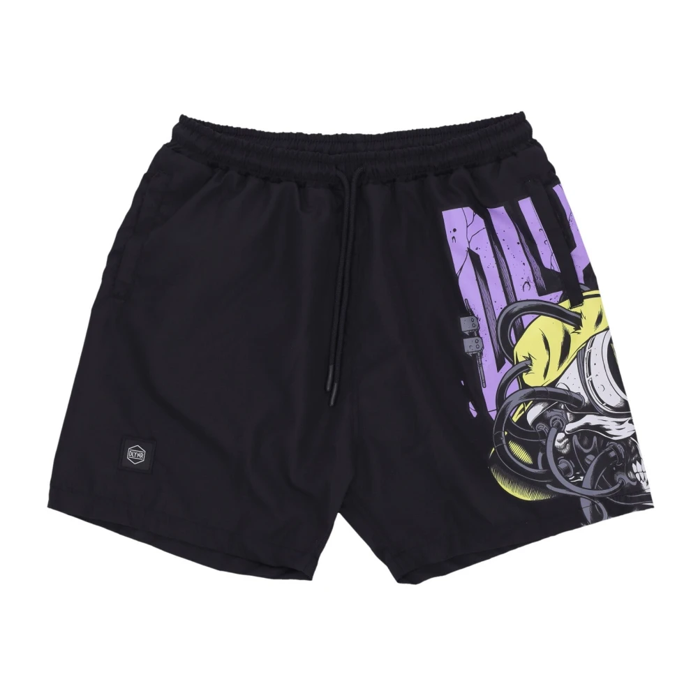 Dolly Noire Men's Black Skull Party Swim Shorts - Beachwear - L - Swimwear