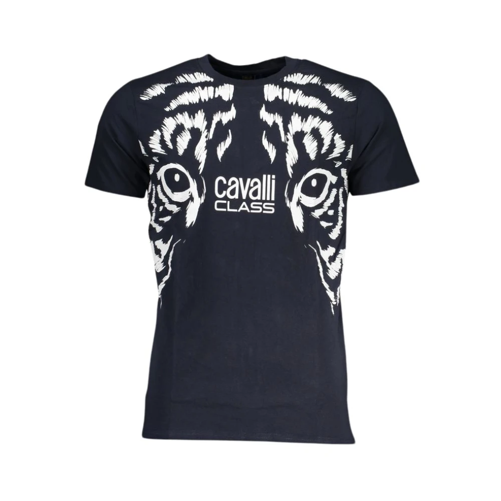Cavalli Class Blauw Katoen Print Logo T-Shirt Blue Heren