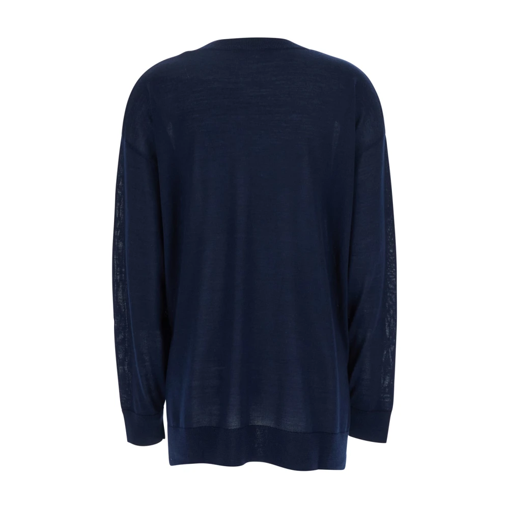 P.a.r.o.s.h. Blauwe Wol Zijde Crewneck Sweater Blue Dames
