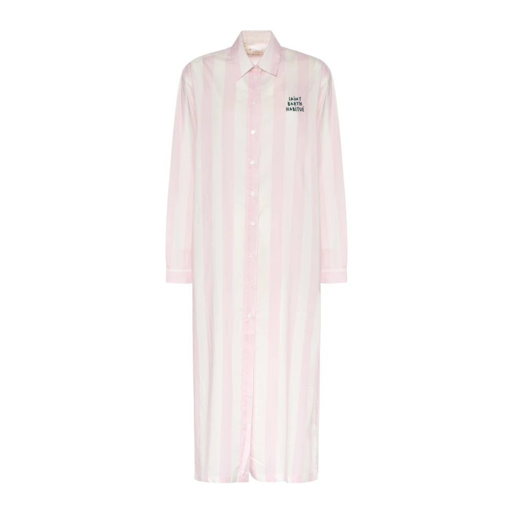 Mc2 Saint Barth Pink Long Woman Shirt - Female - Shirt Dresses - Xs - Dresses
