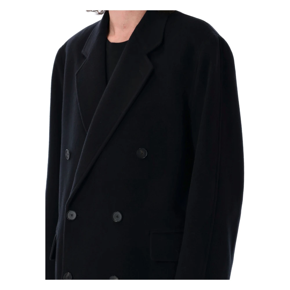 Auralee Zwarte Wol Chesterfield Jas Buitenkleding Black Heren