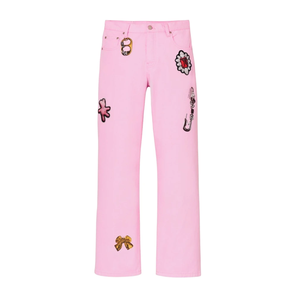 Marc Jacobs Roze Grafische Print Straight Leg Jeans Pink Dames