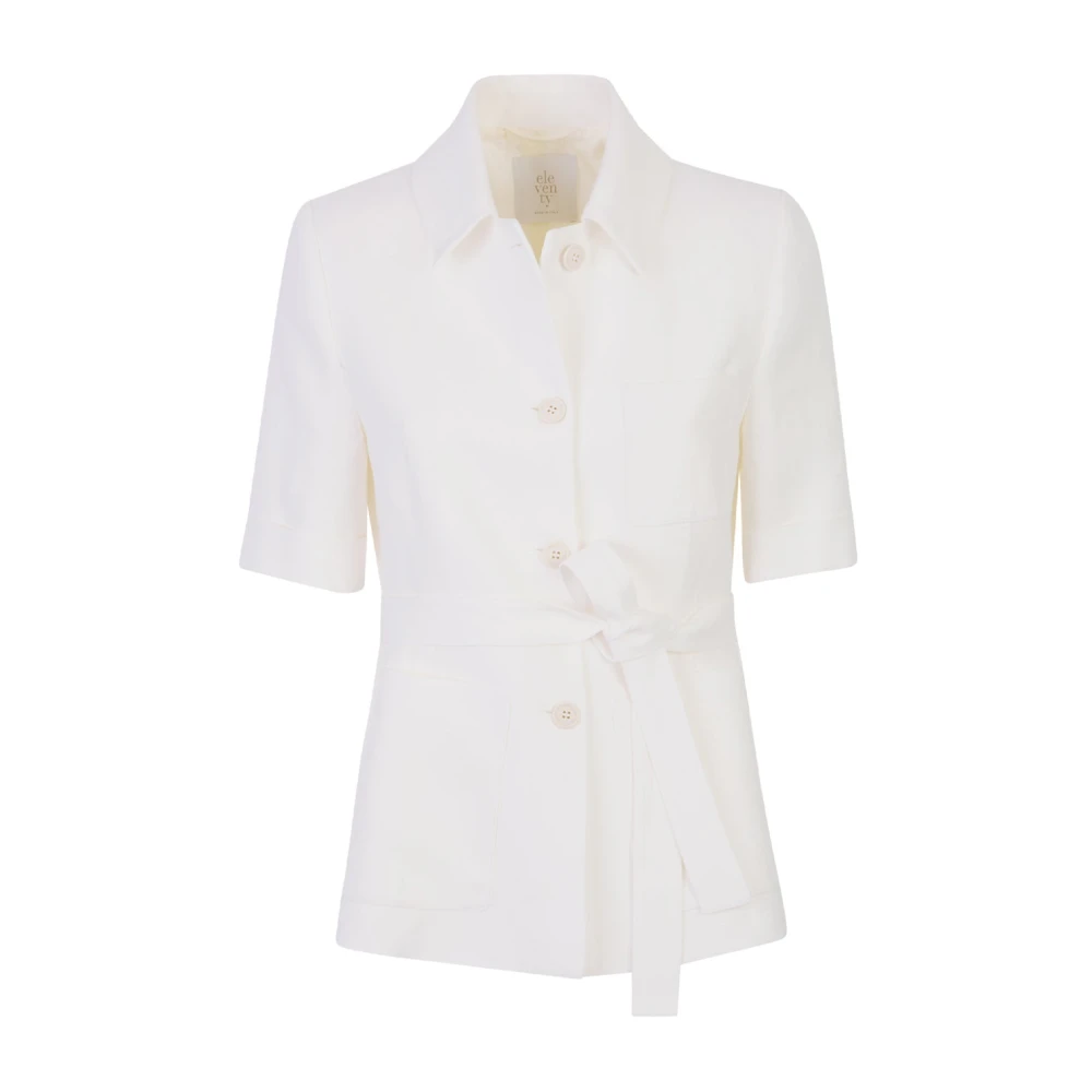 Eleventy Vrouw Wit Jassen Dames, 2XS, Leer, Short-Sleeve Jacket