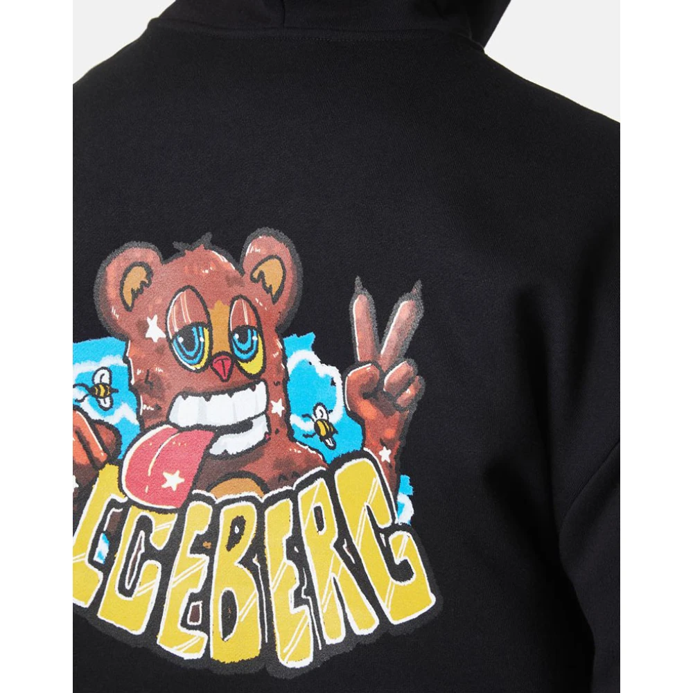Iceberg Sweatshirt met rits en Vxmee Bear print Black Heren