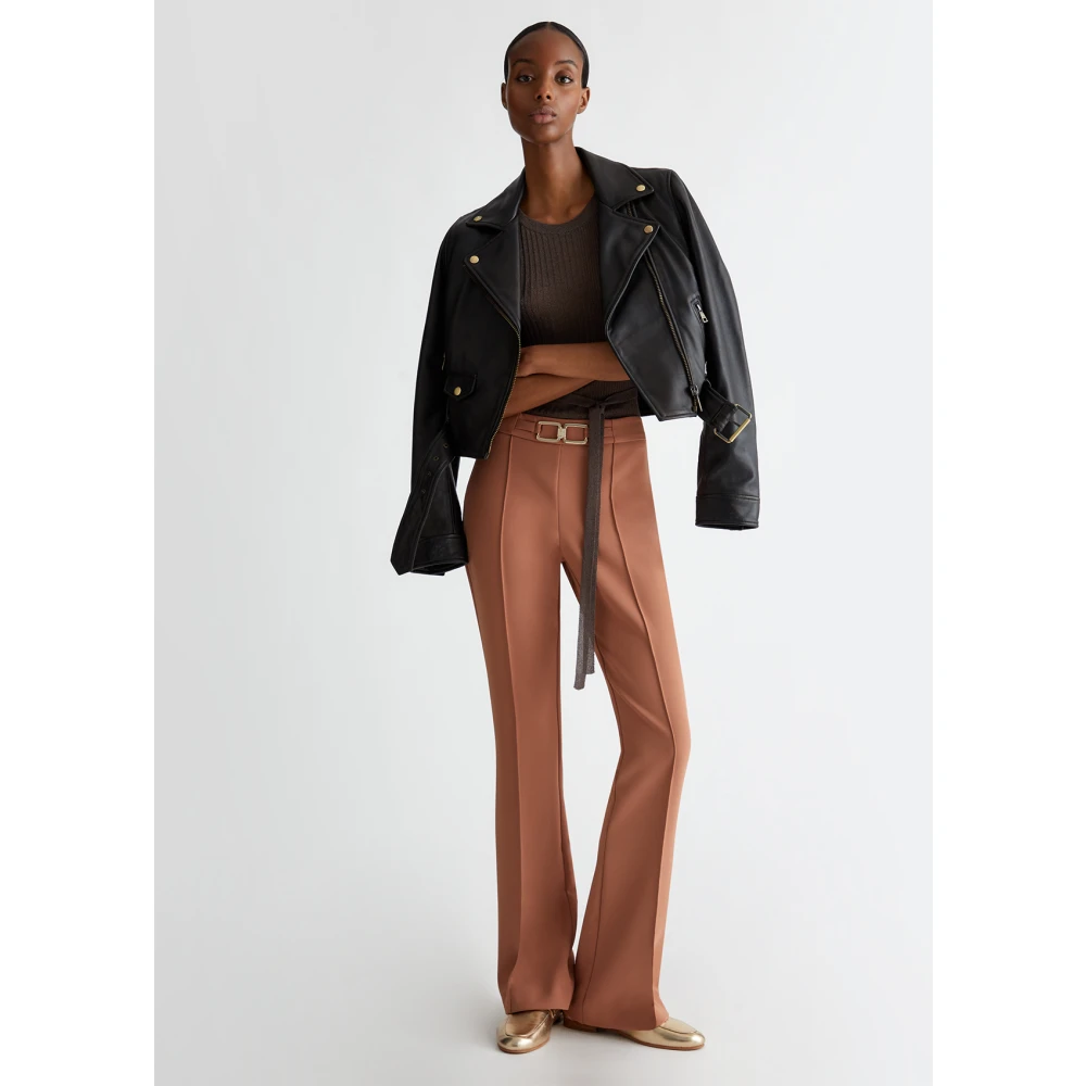 Liu Jo Flare broek in stretch technische stof Brown Dames