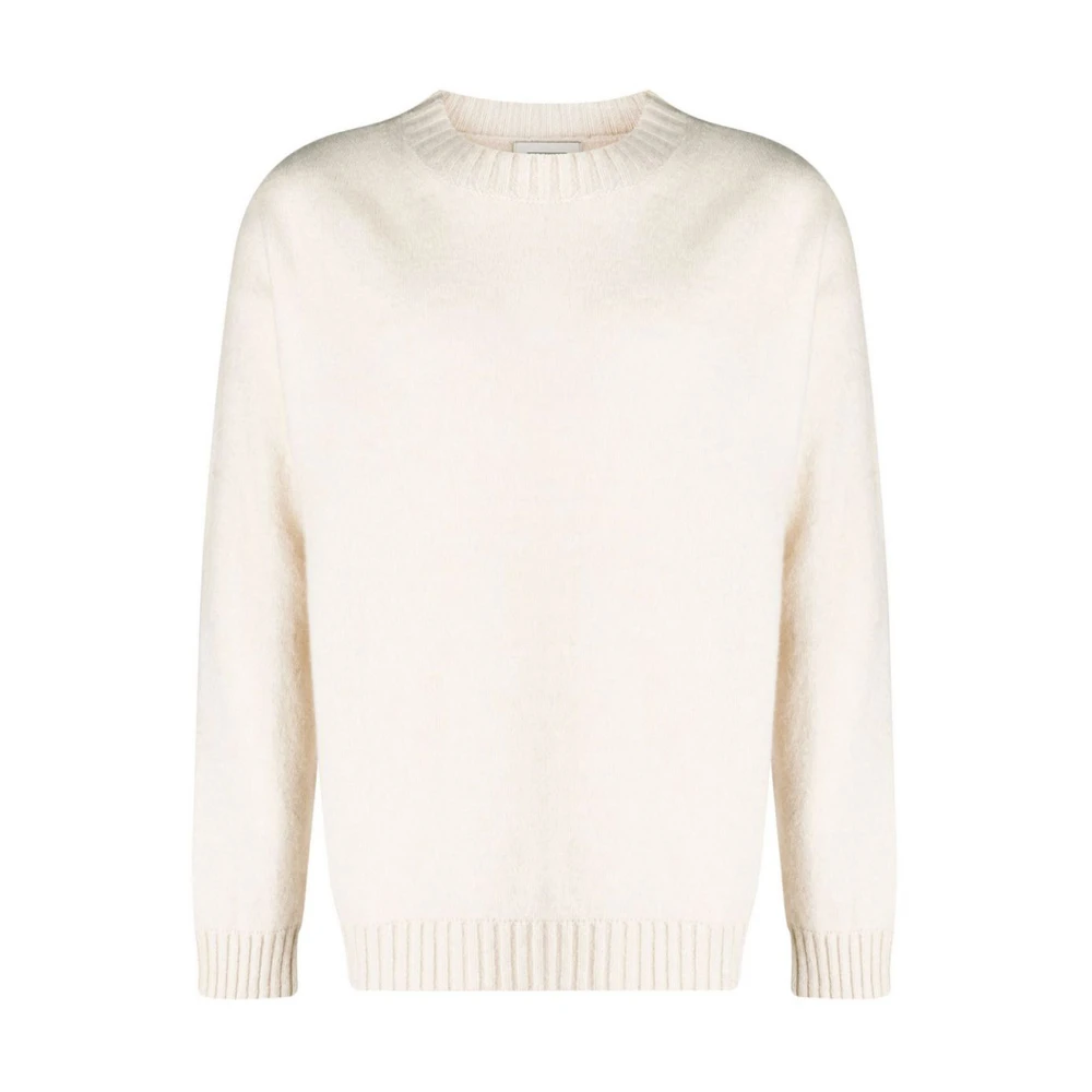 Laneus Men's White Round-Neck Knitwear,, Stylish Jumpers For A Trendy Look Large