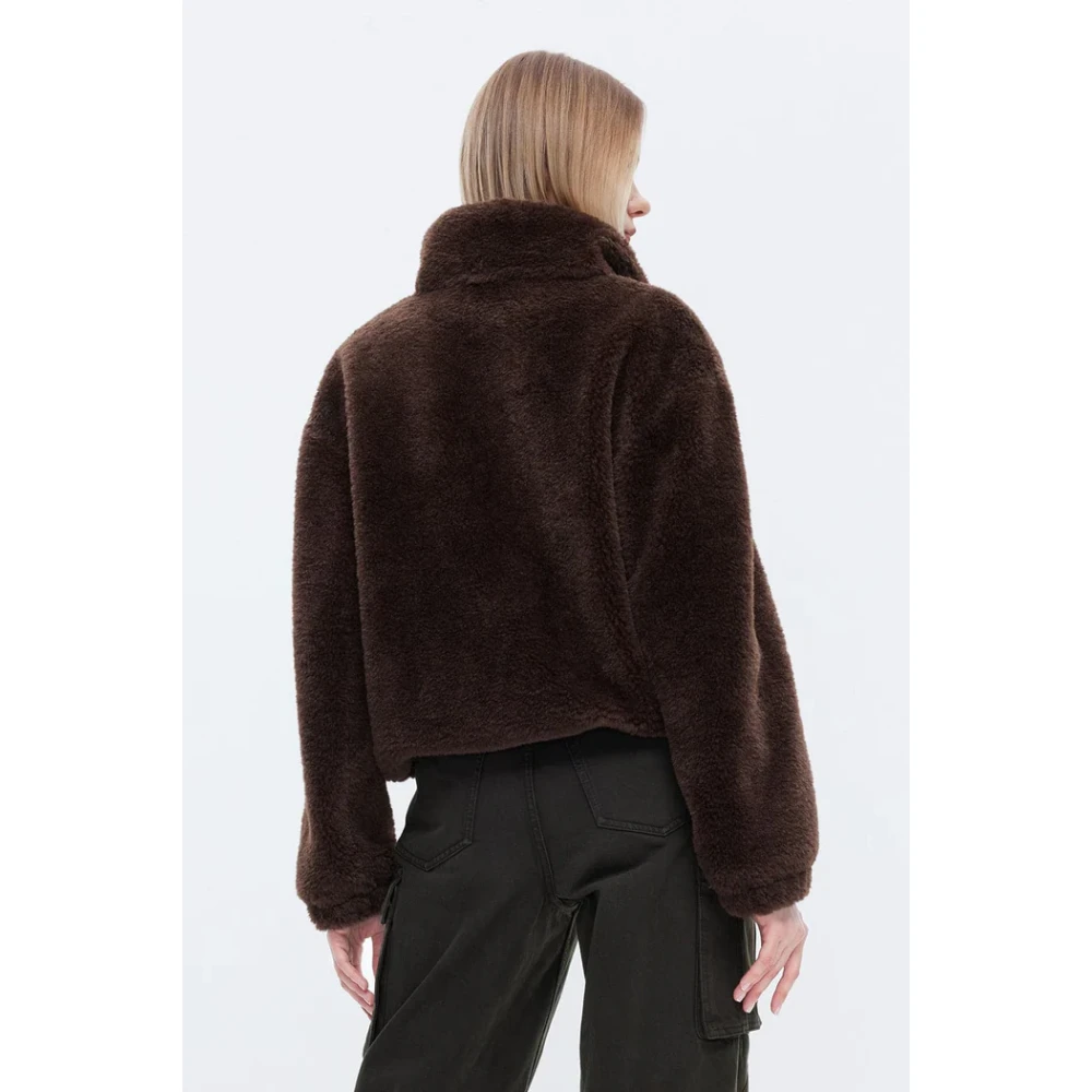 Miss Sixty Vintage Imitatieleren Jas met Halve Rits Brown Dames