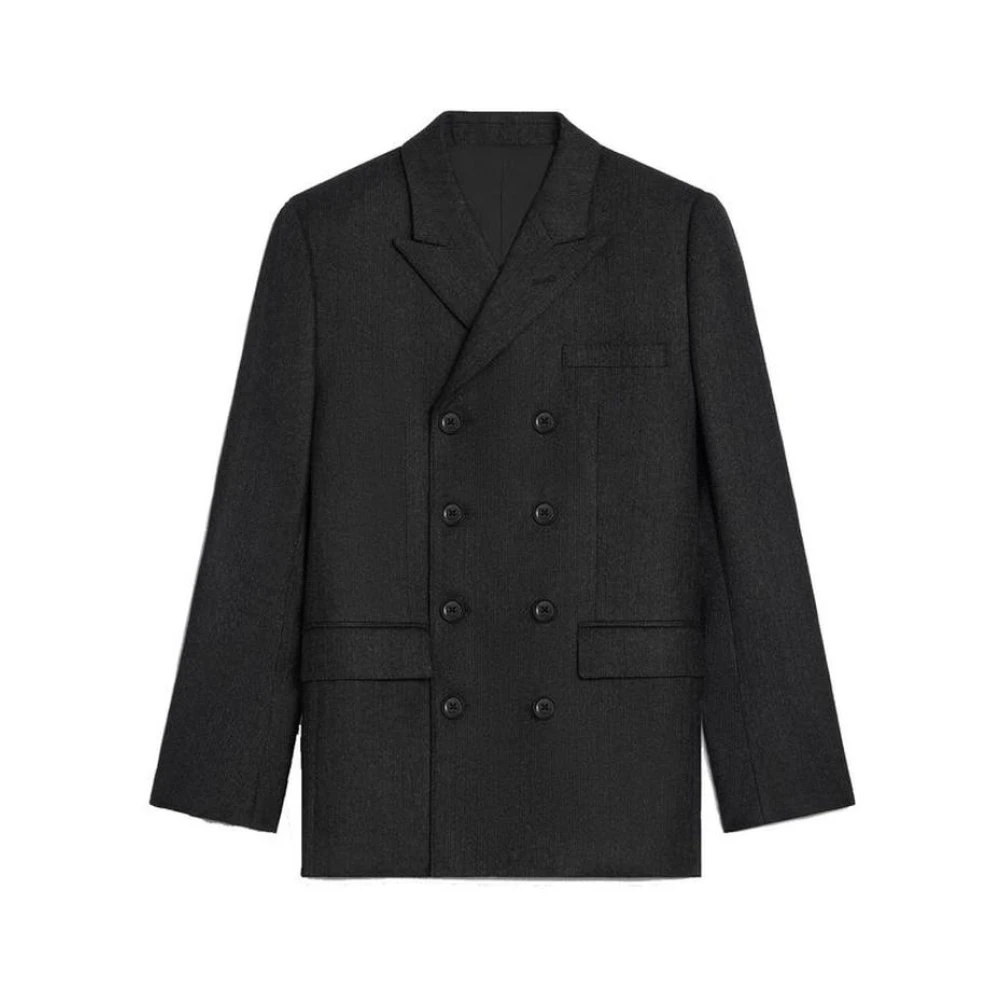 Celine Men's Gray Wool Blazer With Notched Lapels