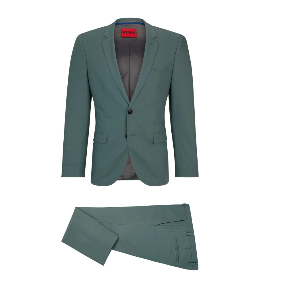 Hugo Boss Extra Slim Fit Tweedelig Pak Green Heren