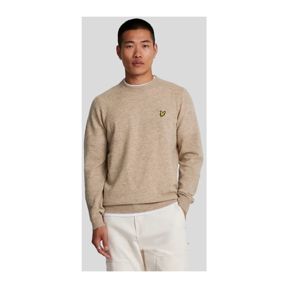 Lyle & Scott Taupe Lambswool Blend Crew Neck Sweater Beige Heren