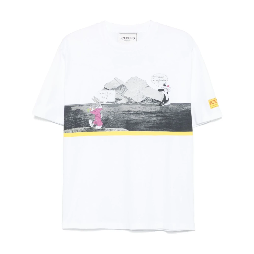 Iceberg Wit regular fit katoenen jersey T-shirt met logo White Heren