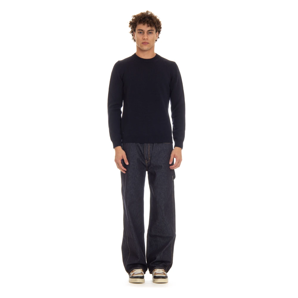 Roberto Collina Blauwe Merino Trui Hoge Kwaliteit Blue Heren