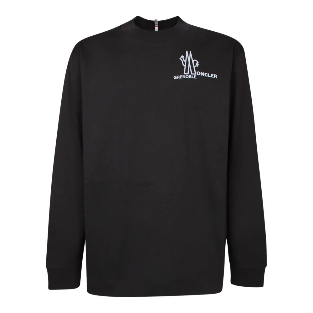 Moncler Zwart Crew Neck Logo Print T-Shirt Black Heren