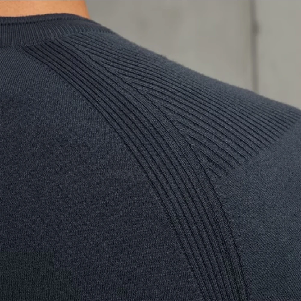 Cast Iron Essentiële Katoen Stretch Crewneck Sweater Blue Heren