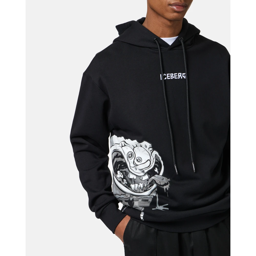 Iceberg Regular fit witte hoodie met SpongeBob-print en logo-borduursel Black Heren