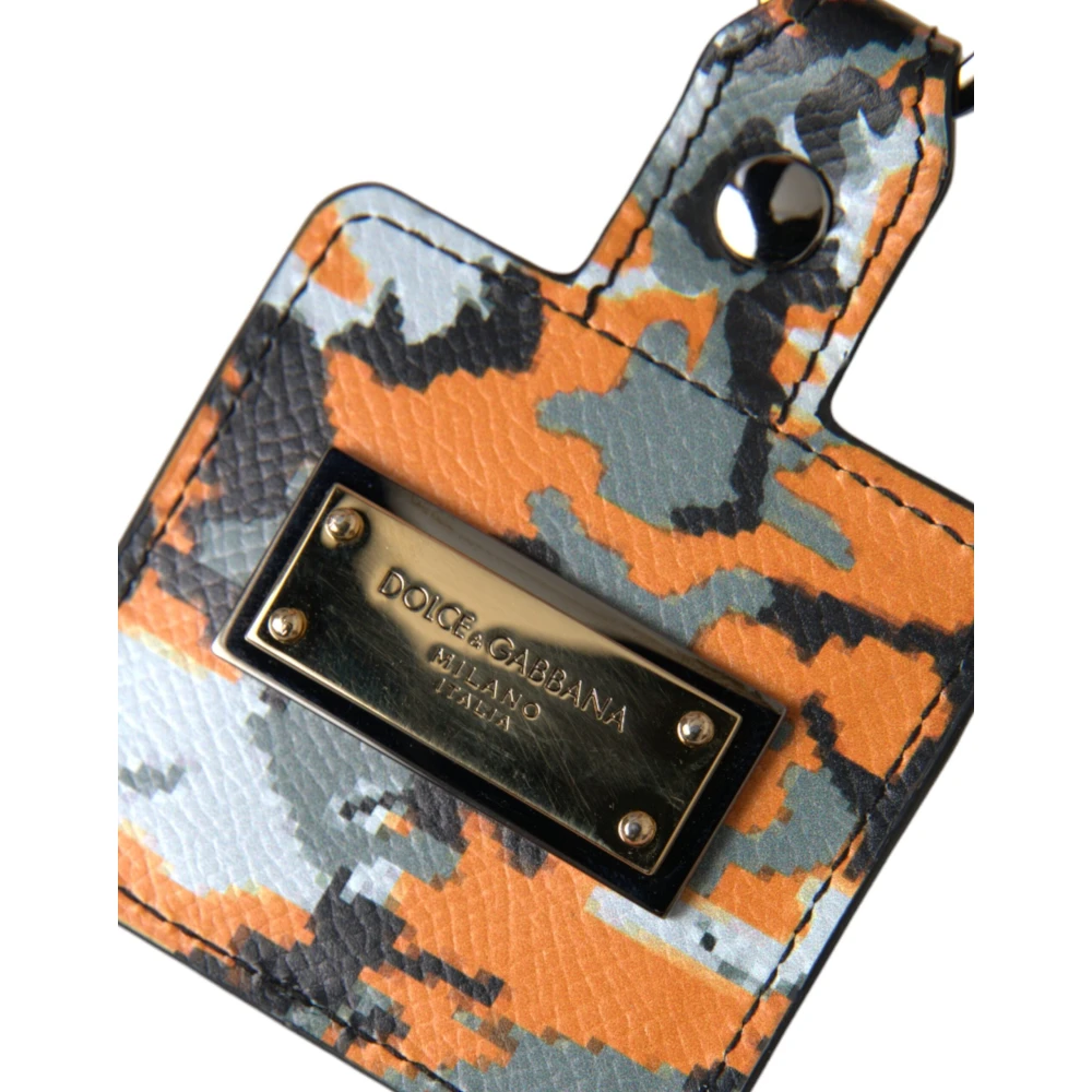 Dolce & Gabbana Multicolor Camouflage Leren Airpods Hoesje Multicolor Unisex