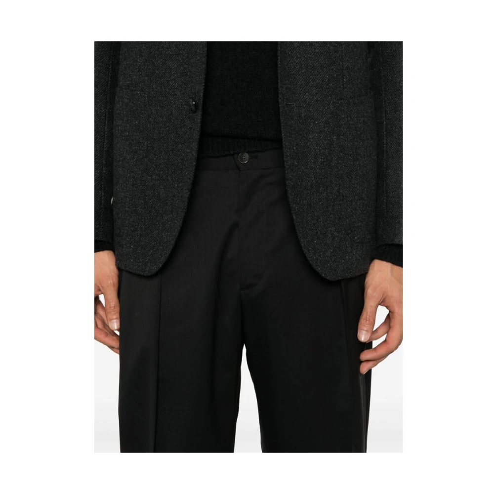 Briglia Zwarte Wollen Blend Getailleerde Broek Black Heren