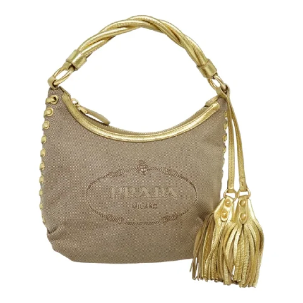 Prada Vintage Pre-owned Canvas prada-bags Beige Dames